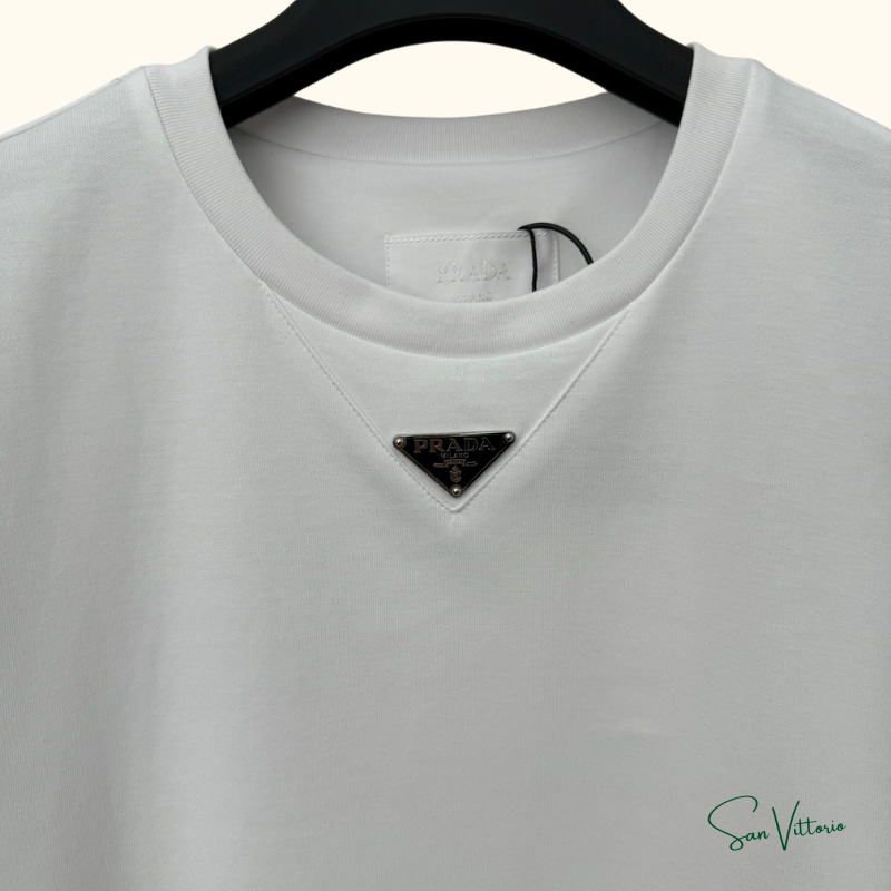 Camiseta com Logo Triangular Prada