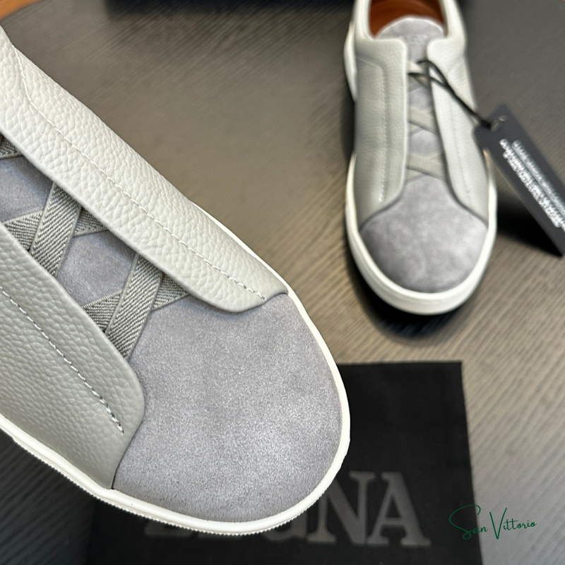 Tênis "Triple Stitch" Zegna Camurça/Couro