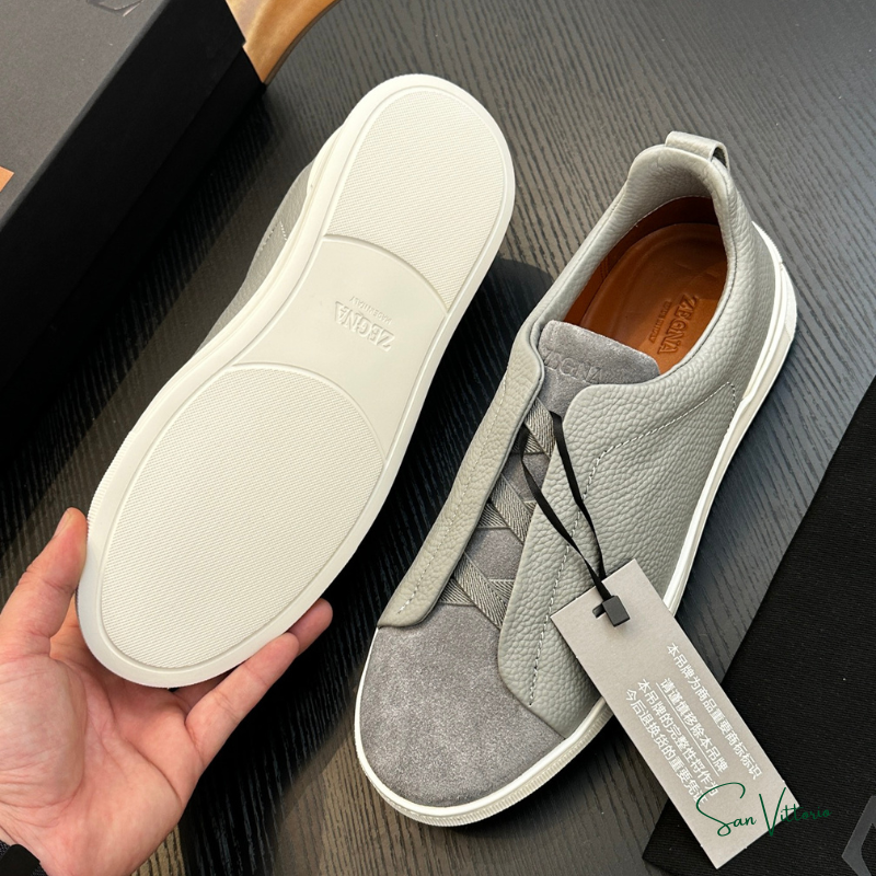 Tênis "Triple Stitch" Zegna Camurça/Couro