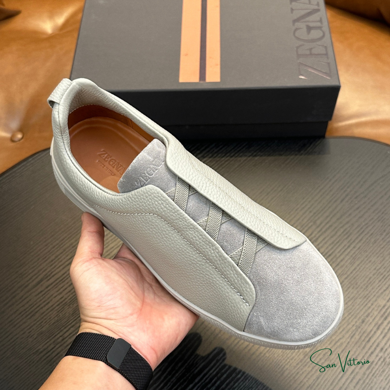 Tênis "Triple Stitch" Zegna Camurça/Couro