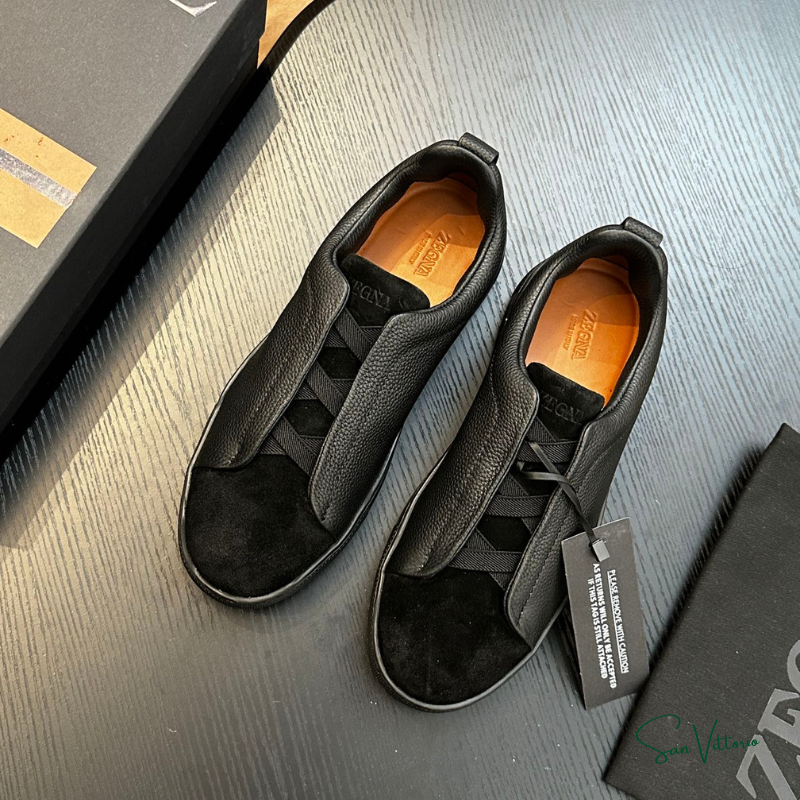 Tênis "Triple Stitch" Zegna Camurça/Couro