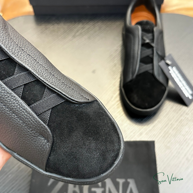 Tênis "Triple Stitch" Zegna Camurça/Couro