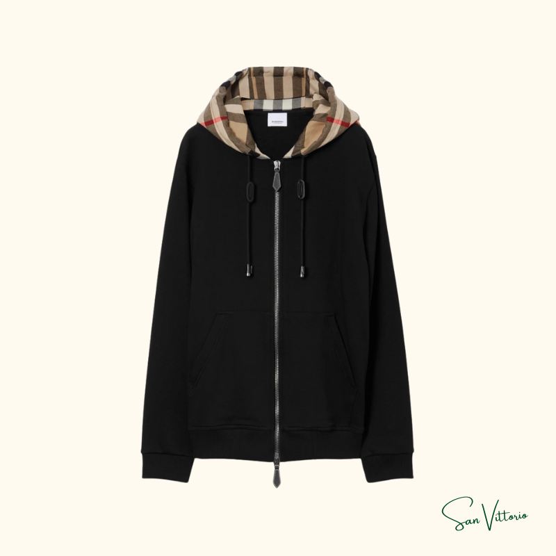 Moletom com Capuz Xadrez e Zíper Burberry