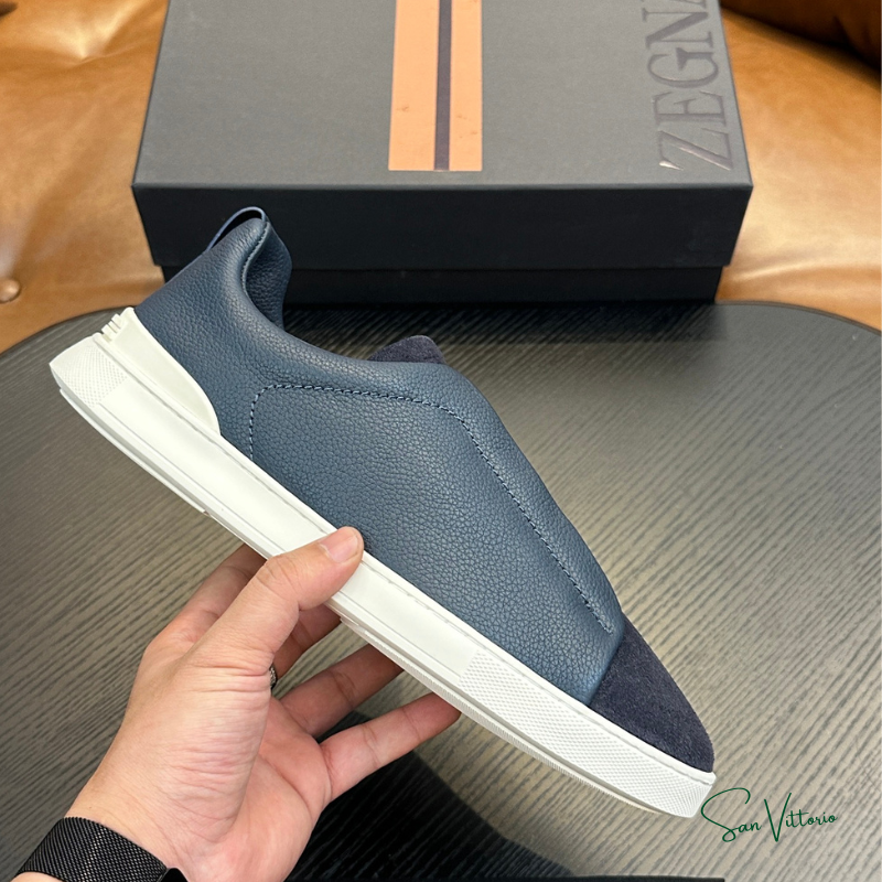 Tênis "Triple Stitch" Zegna Camurça/Couro