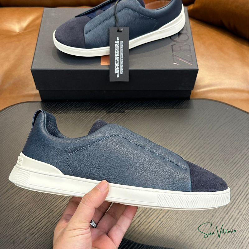 Tênis "Triple Stitch" Zegna Camurça/Couro