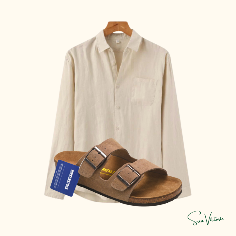 Kit Camisa Linho + Sandália Birkenstock
