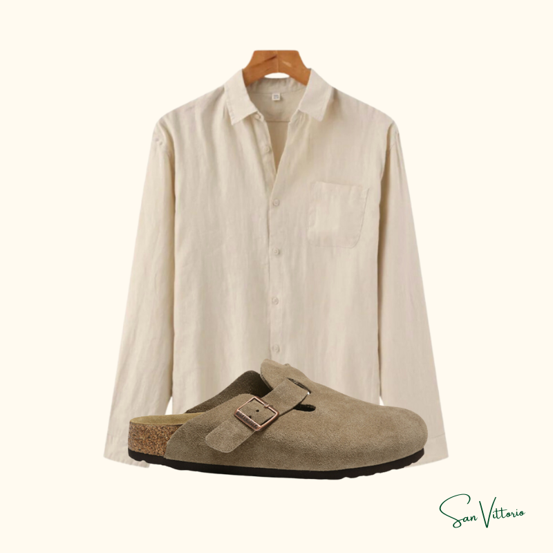 Kit Camisa Linho + Sandália Birkenstock