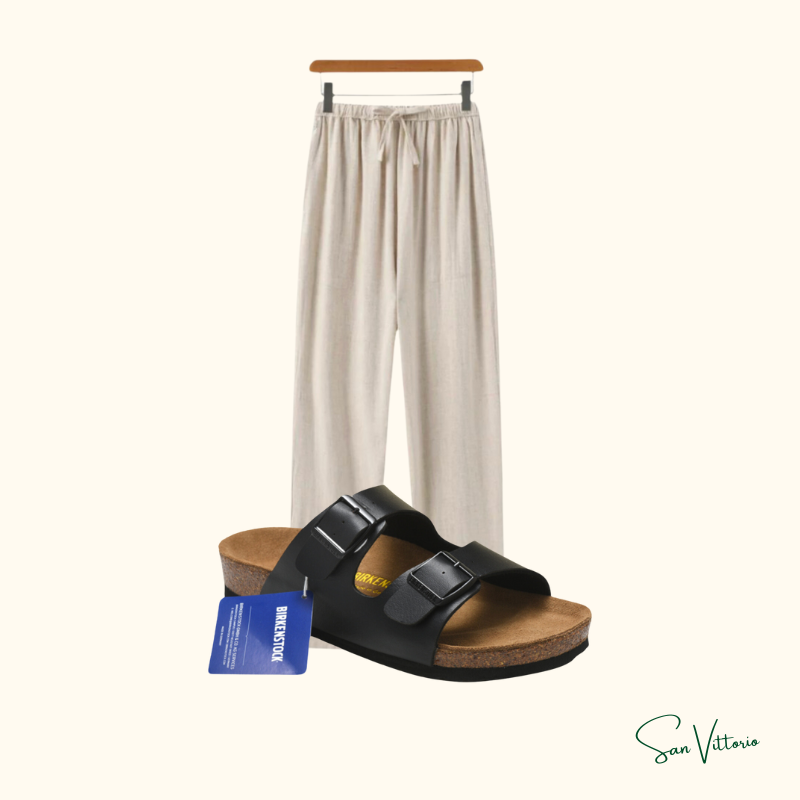 Kit Calça Linho + Sandália Birkenstock
