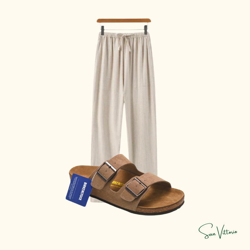 Kit Calça Linho + Sandália Birkenstock