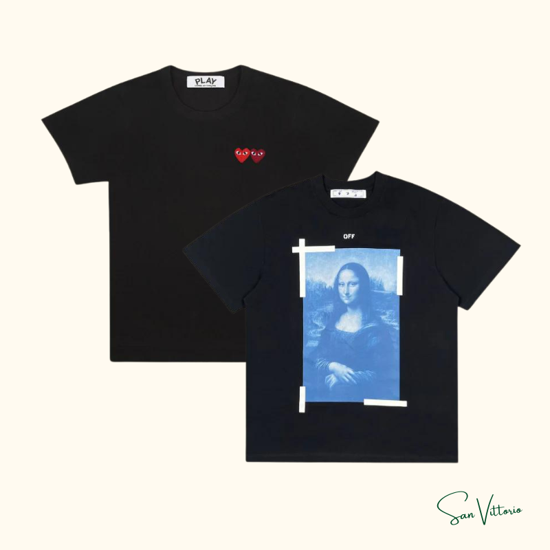 KIT! Camiseta "Double Hearts" CDG + Camiseta "Monalisa" Off-White