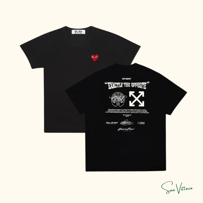 KIT! Camiseta "Opposite" Off-White + Camiseta "Play Basic" CDG Black
