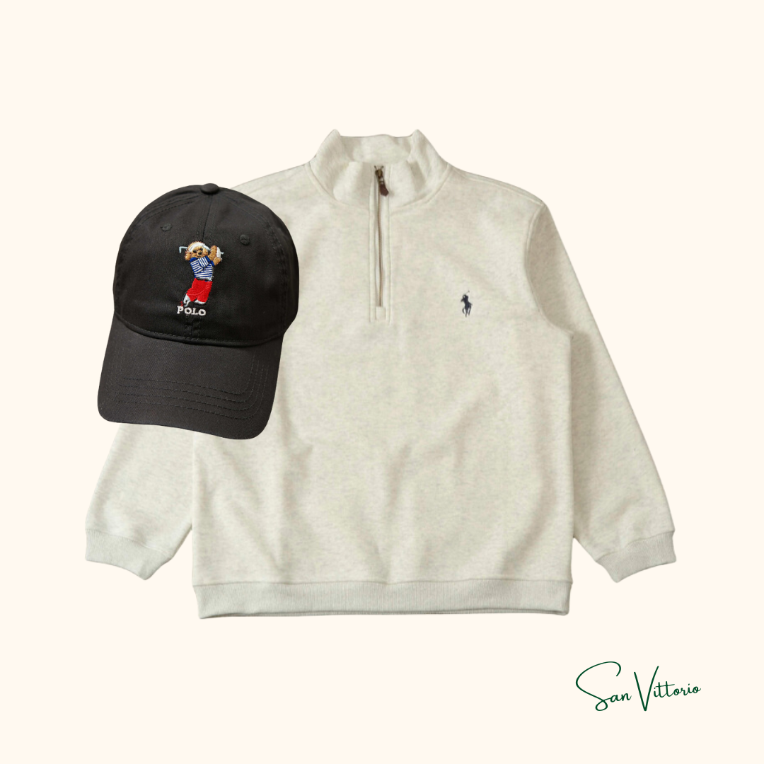 PROMOÇÃO! Suéter Zíper Ralph Lauren + Boné "Bear" de Brinde!