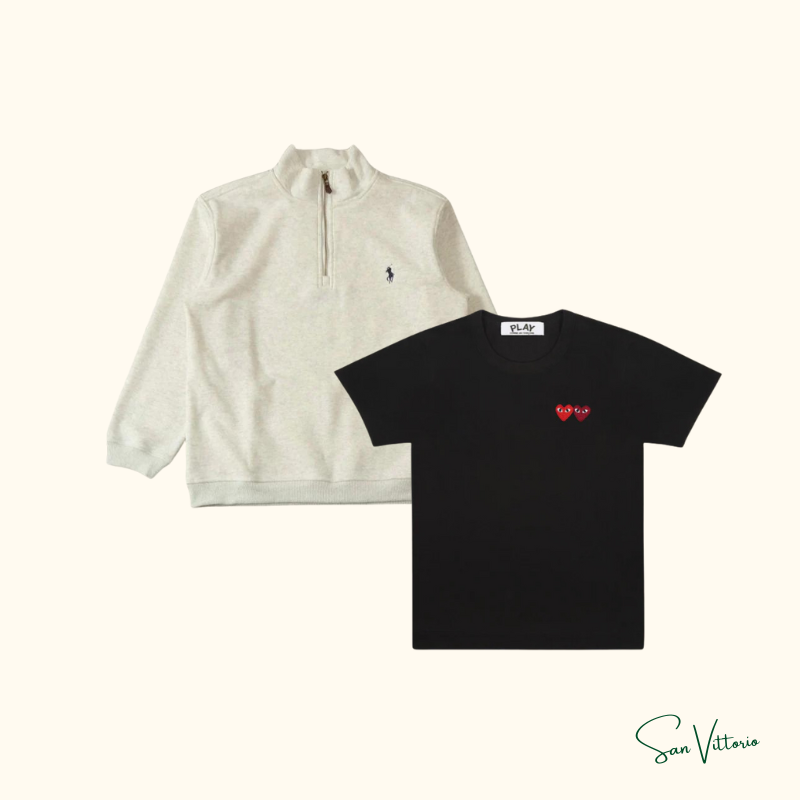 PROMOÇÃO! Suéter Zíper Ralph Lauren + Camiseta "Double Hearts" CDG