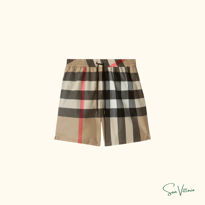 Bermuda de praia xadrez Burberry